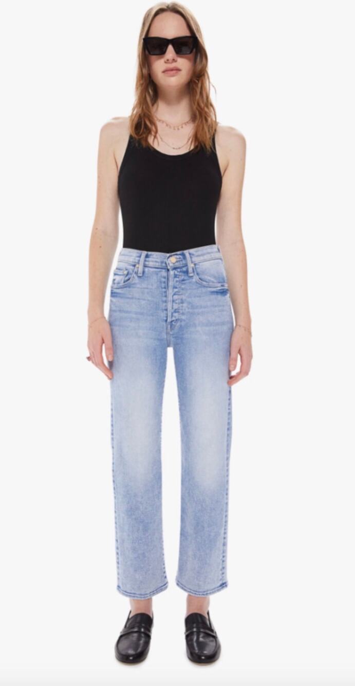MOTHER The Rambler Ankle Jeans Breaking Out High Rise Straight Leg Button Fly 25